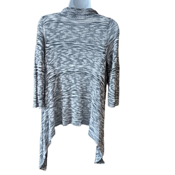 Say What Knit Crochet Cardigan Open Front Small Cascade Black White Lightweight - Picture 4 of 7